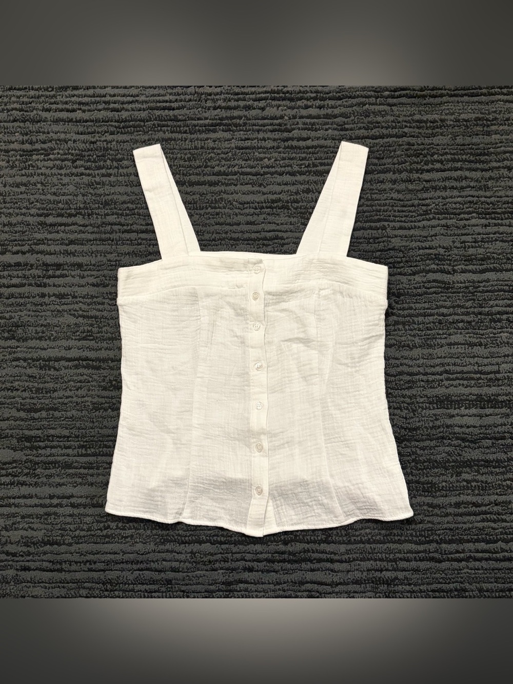 Joie Square Neck Cotton Gauze Button Front Tank Top